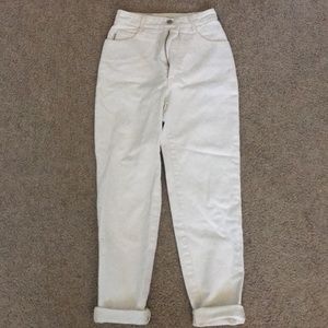High waisted white/cream colored jeans